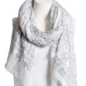 Gray & White Lightweight Elephant Boho Scarf